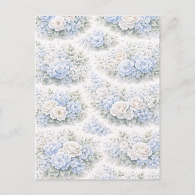 Invitation Carte Postale Motif floral SoftBlue Élégant Botanique romantique (Devant)