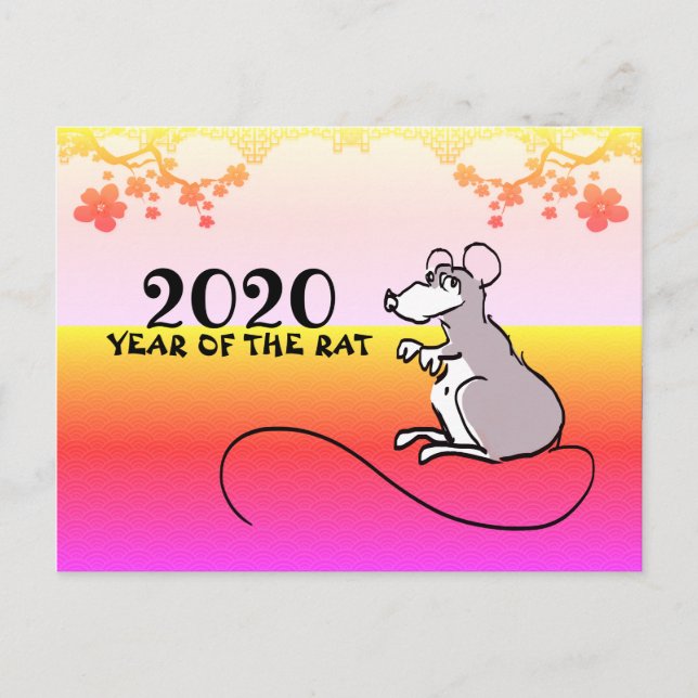 Invitation Carte Postale Mouse Comics Lunar Rat Nouvel An 2020 Printemps GP (Devant)
