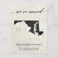 Moving faire-part, état du Maryland rustique