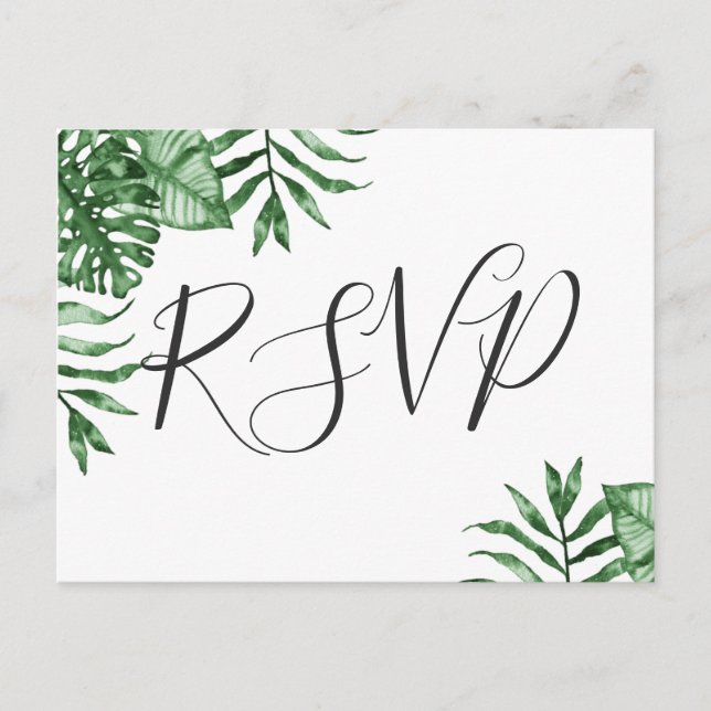 Invitation Carte Postale Nature tropicale rustique Mariage de verdure botan (Devant)