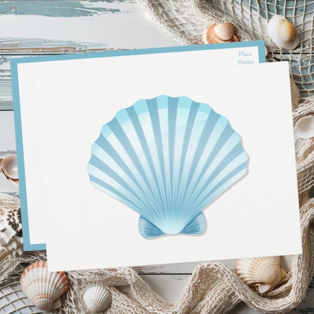 Invitation Carte Postale Nautical Shell Beach Mariage Bonjour Penser de vou (Créateur téléchargé)