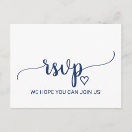 Invitation Carte Postale Navy Blue Simple Calligraphie Demande de chanson R