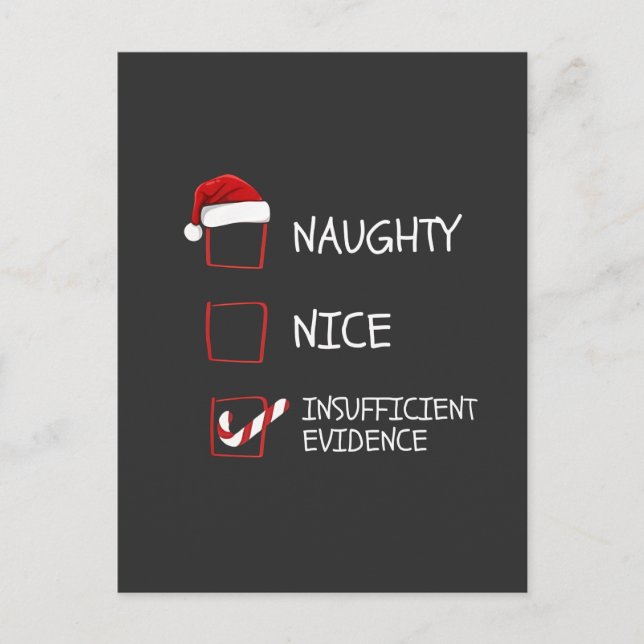 Invitation Carte Postale Nice Naughty Manque de preuves Père Noël Noël (Devant)