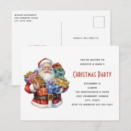 Invitation Carte Postale Noël classique de Jolly Santa Claus