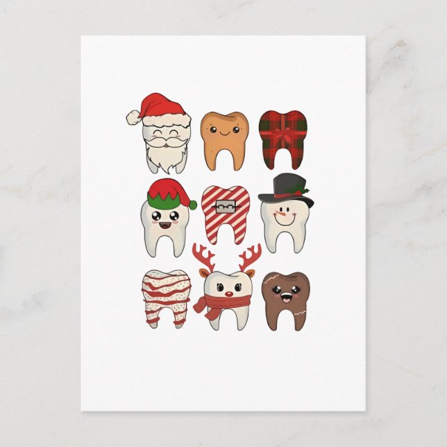 Invitation Carte Postale Noël Dentaire Dentiste Fête Dentiste (Devant)