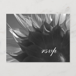 Invitation Carte Postale Noir Blanc Jardin d'été Sunflower Mariage RSVP
