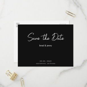 Invitation Carte Postale Noir et blanc Enregistrer la date