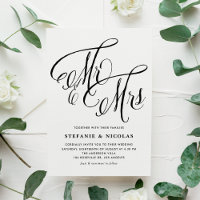 Noir M et Mme Rustic Script QR Code Mariage