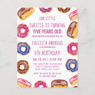 Invitation Carte Postale Notre Petite Petite Douce Mignonne Donuts Rose Cit