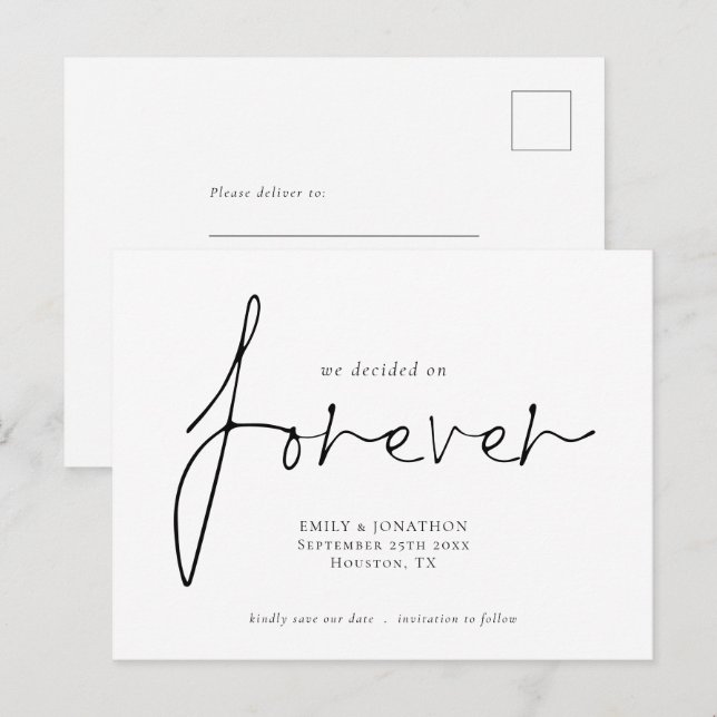 Invitation Carte Postale Nous avons décidé d'enregistrer la date sur le tex (Devant / Derrière)