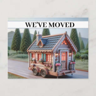 Invitation Carte Postale NOUS AVONS DÉMÉNAGÉ, Maison Whimsical sur Roues Op