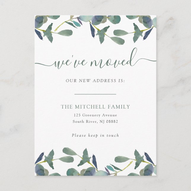 Invitation Carte Postale Nous avons déplacé la crête d'Eucalyptus | Faire-p (Devant)