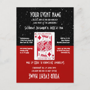 Invitation Carte Postale Nuit de jeu amusant, Monte Carlo Look