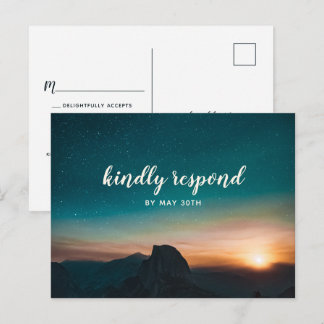 Invitation Carte Postale Nuit Sky Mountain Galaxy Star Mariage moderne RSVP