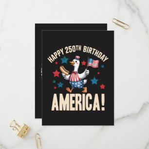 Invitation Carte Postale Oie patriotique idiote pour le 250e anniversaire d