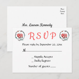Invitation Carte Postale Oiseaux amoureux Floral Rose Été Oiseaux Mariage R