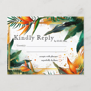 Invitation Carte Postale Oiseaux de Paradise Bliss RSVP