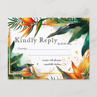 Invitation Carte Postale Oiseaux de Paradise Bliss RSVP