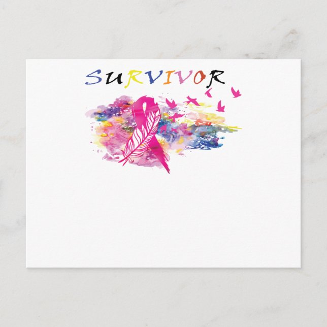 Invitation Carte Postale Oiseaux survivants Sensibilisation au cancer du se (Devant)