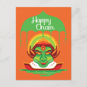 Invitation Carte Postale Onam Kathakali Face