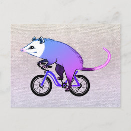Invitation Carte Postale Opossum Du Parti Rose À Vélo