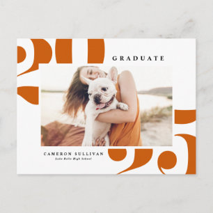 Invitation Carte Postale Orange Bold Typographie 2024 Diplôme Photo