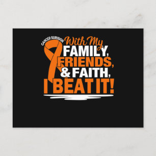 Invitation Carte Postale Orange Ruban Cancer Survivant Amis Famille Foi