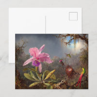 Orchidée de Cattleya et trois colibris par Heade