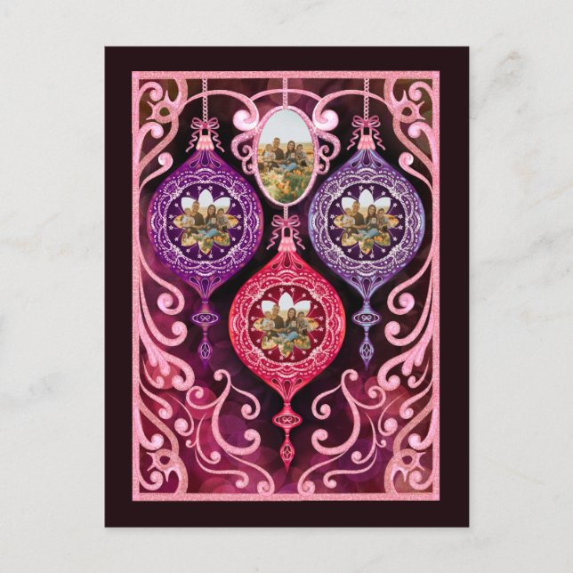 Invitation Carte Postale Ornamental Christmas - Photo Christmas card (Devant)