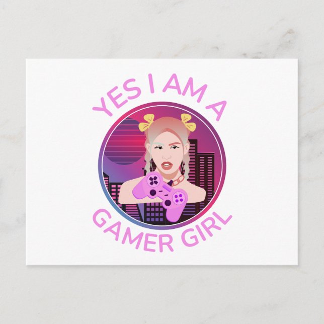 Invitation Carte Postale Oui, je suis une gamer fille (Devant)