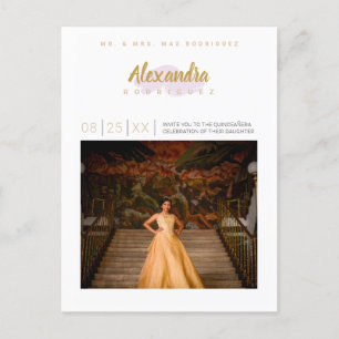 Invitation Carte Postale Pale violet et or photo Quinceanera