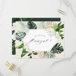 Invitation Carte Postale palmier tropical floral serez-vous ma fleurie