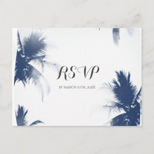 Invitation Carte Postale Palmiers Blanc Glamour Chic Moderne Tropical RSVP