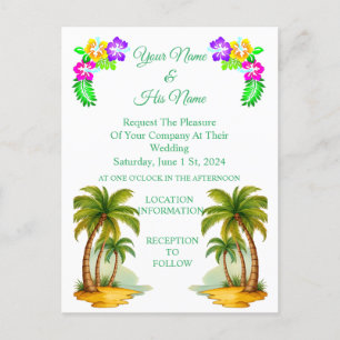 Invitation Carte Postale Palmiers tropicaux Thunder_Cove