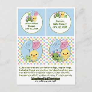 Invitation Carte Postale Pals Pond Baby shower de canard Cupcake Topper Neu