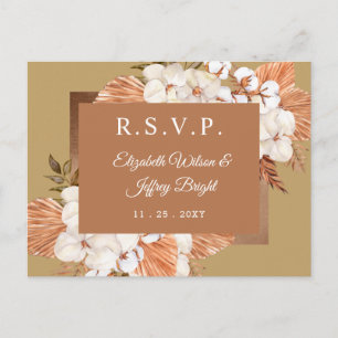 Invitation Carte Postale Pampas en or en terre cuite rustique RSVP