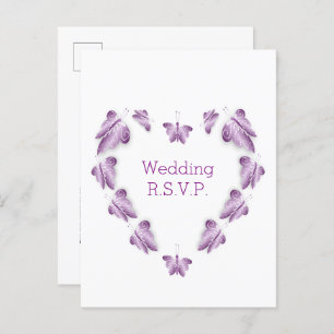 Invitation Carte Postale Papillons de couleur violet Conception Mariage RSV