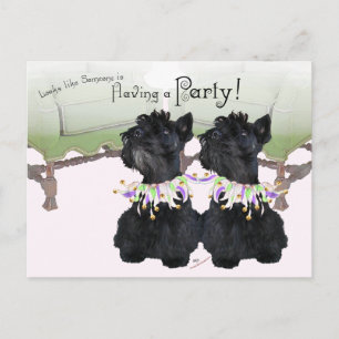 Invitation Carte Postale Parti animal des Terriers écossais