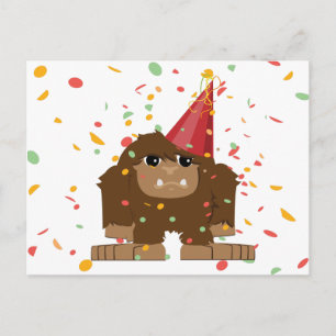 Invitation Carte Postale Parti Confetti Sasquatch Bigfoot
