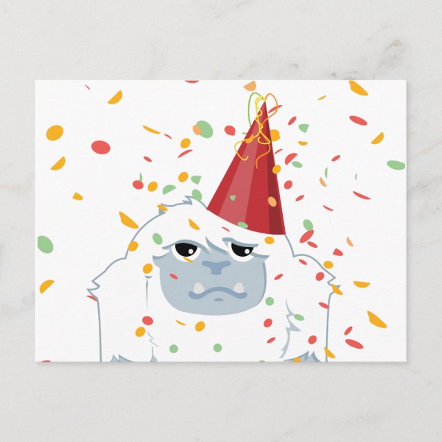 Invitation Carte Postale Parti Confetti Yeti (Devant)