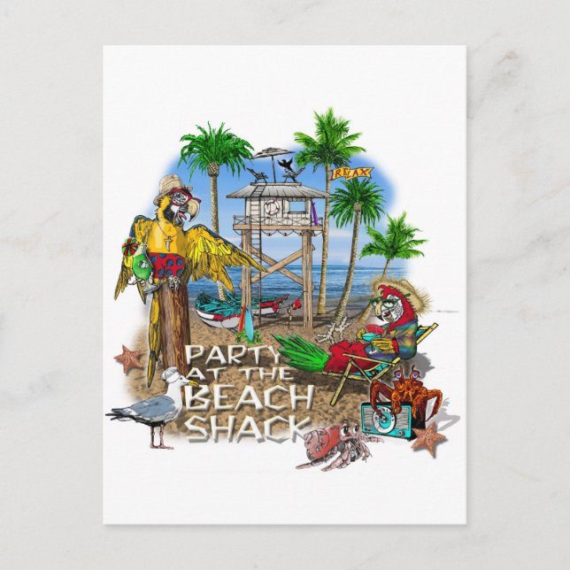 Invitation Carte Postale Parti des perroquets (Devant)