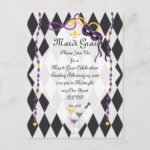 Invitation Carte Postale Parti Mardi Gras