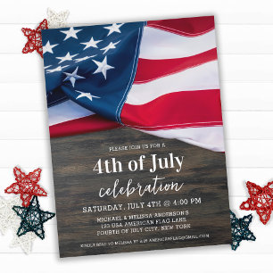 Invitation Carte Postale Parti patriotique américain du drapeau 4 juillet