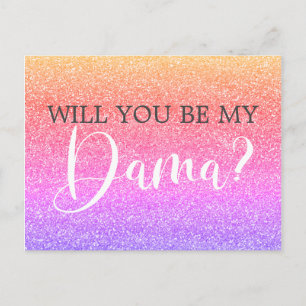 Invitation Carte Postale Parties scintillant arc-en-ciel Quinceanera Dama P