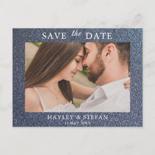 Invitation Carte Postale Parties scintillant Argent Moderne Mariage Enregis