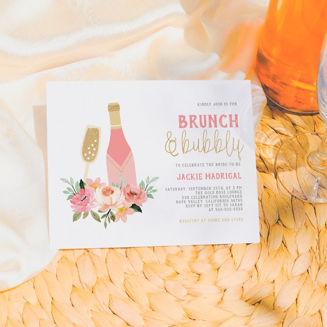Invitation Carte Postale Parties scintillant Champagne Brunch & Fête des ma (Créateur téléchargé)
