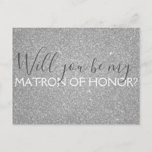 Invitation Carte Postale Parties scintillant d'argent et étincelle Matron d