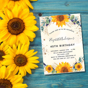 Invitation Carte Postale Parties scintillant de verdure du tournesol d'anni