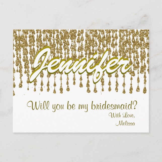 Invitation Carte Postale  | Parties scintillant d'or (Devant)