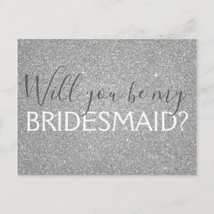 Invitation Carte Postale Parties scintillant en argent de luxe et Bridesmai